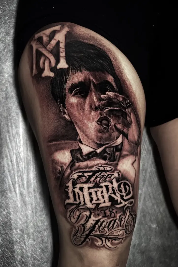 Smoky king of hearts playing card tattoo with realistic details by Rahma