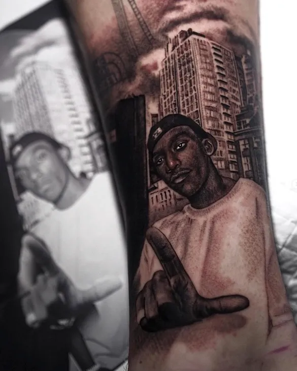 Big L hip-hop tribute tattoo by Luke Dyson