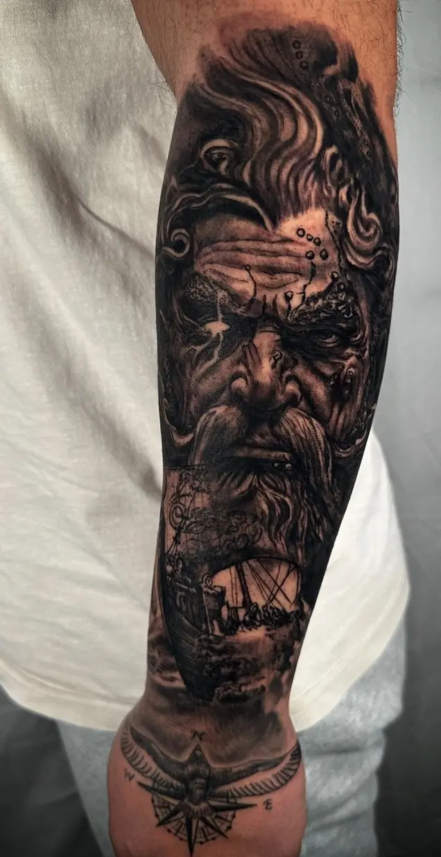Western gunslinger tattoo with comic book style and vibrant colors by Rahma