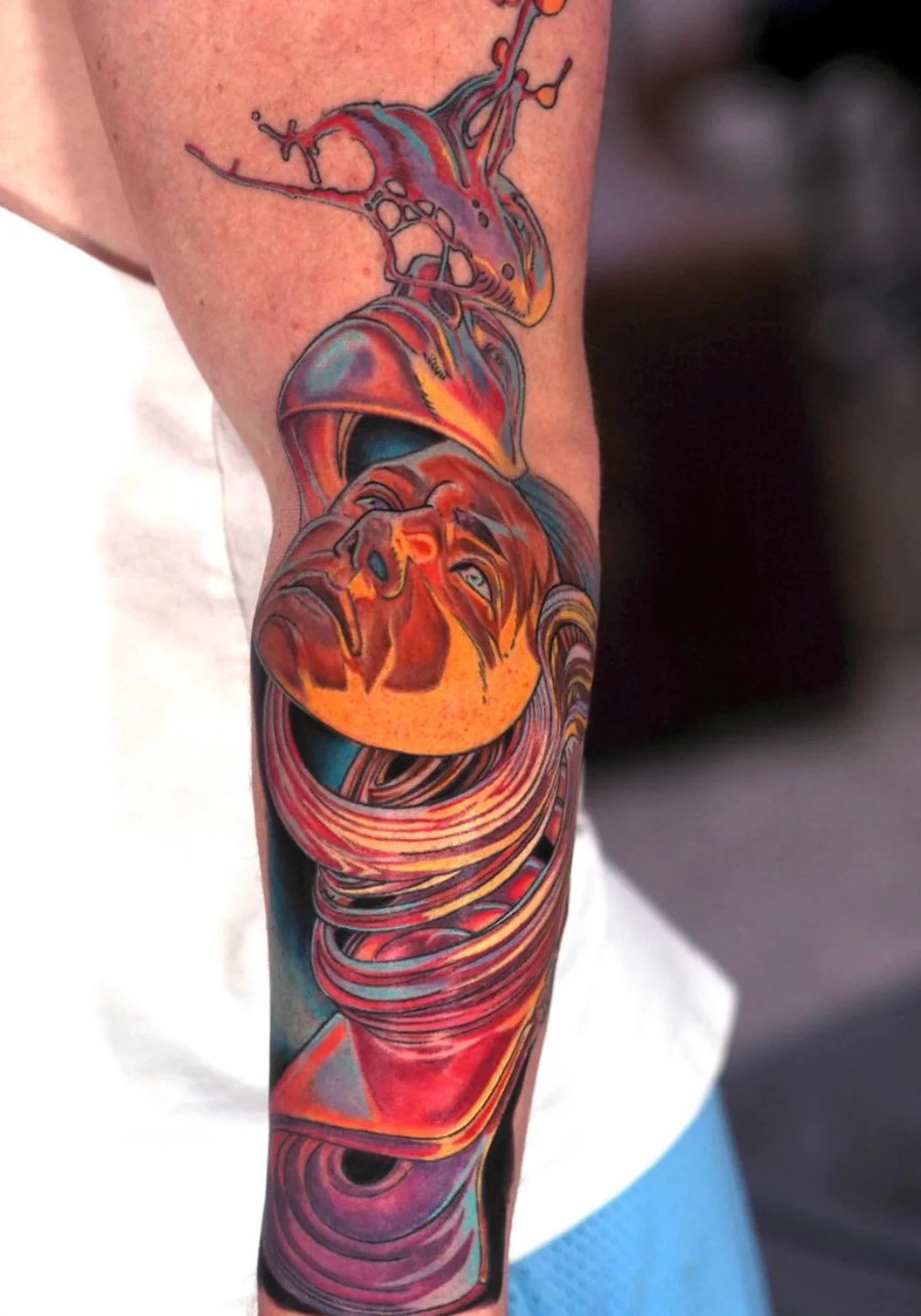 Gothic cathedral window portrait tattoo with ornate frame design by Karlo at Omnia Tattoo Melbourne