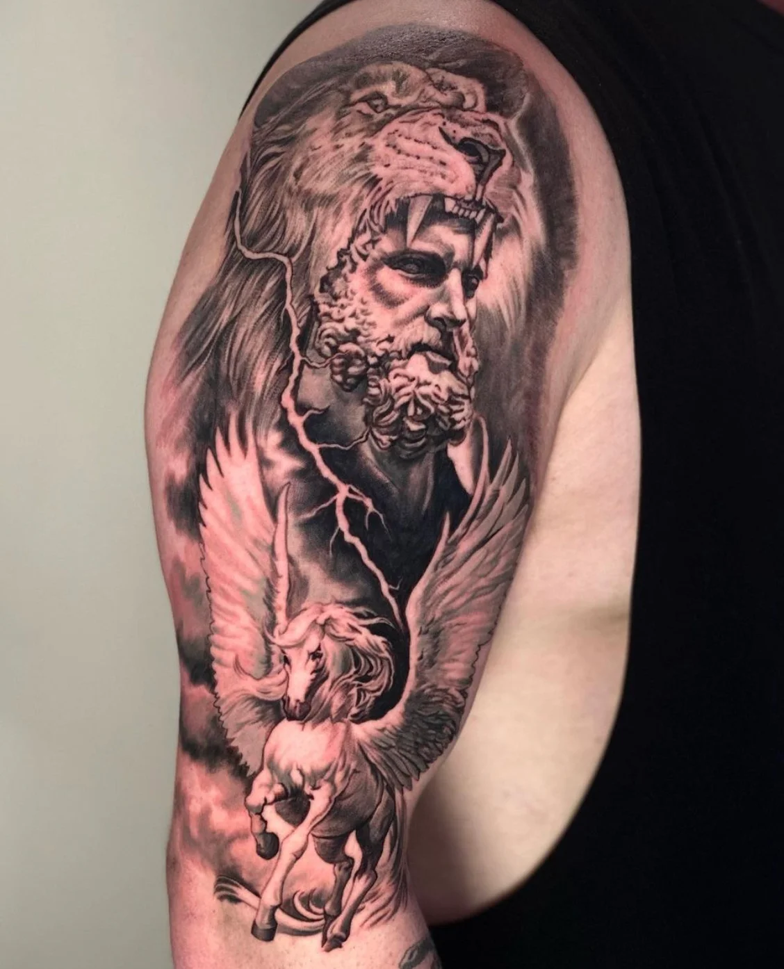 Hercules mythological tattoo with classical Greek art influence by Karlo at Omnia Tattoo Melbourne