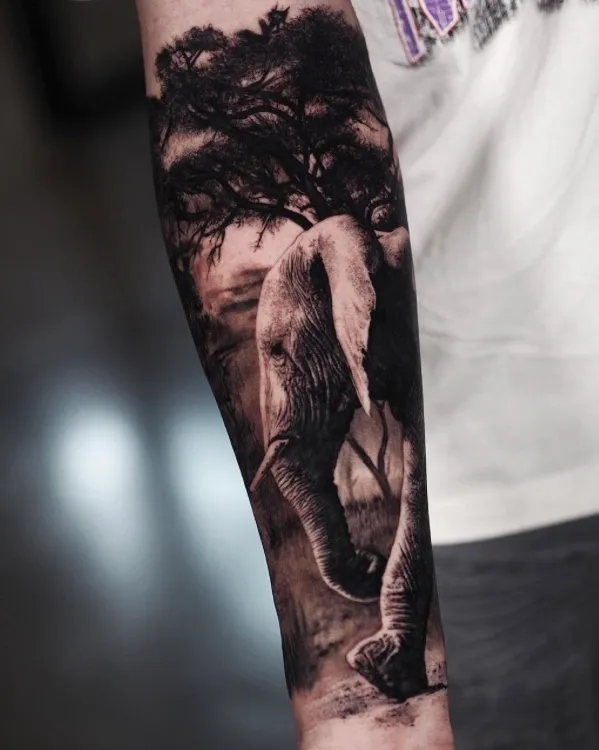 Elephant tattoo design by Luke Dyson