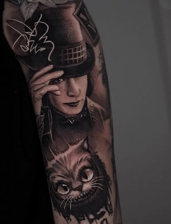 Johnny Depp portrait tattoo by Luke Dyson