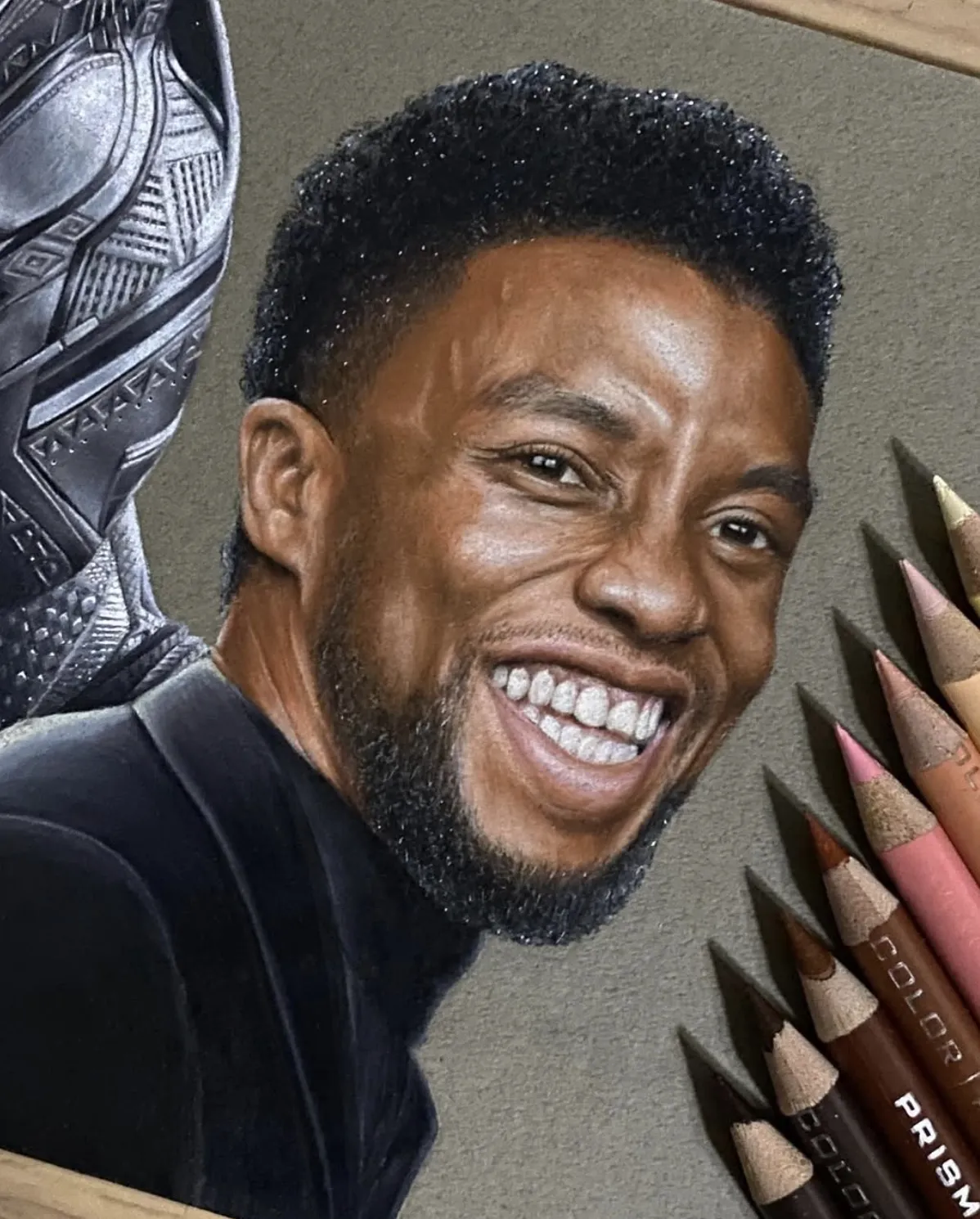 Black Panther actor portrait with exceptional realism and emotional depth