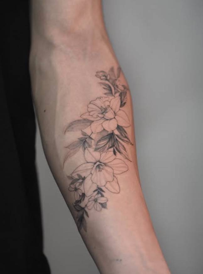 Hibiscus floral composition tattoo by Renei at Omnia Tattoo Melbourne
